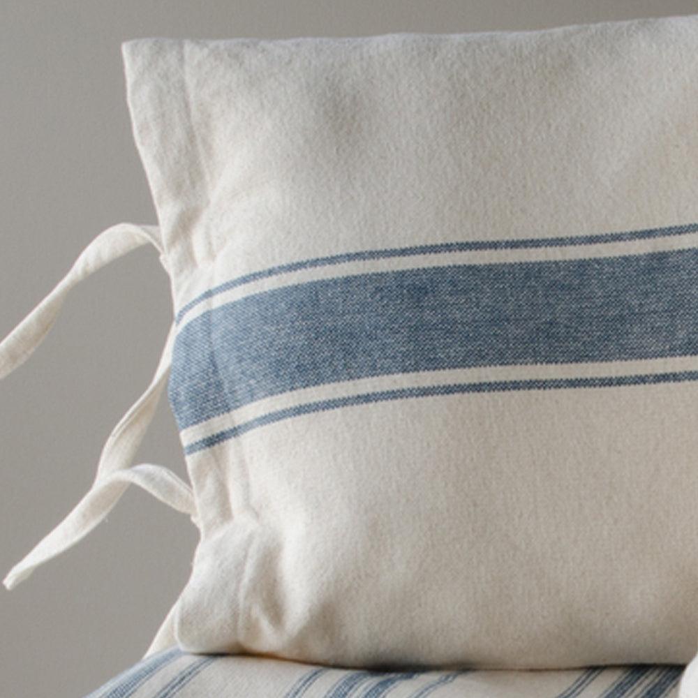 Colonial Blue Cream Grain Sack Stripe Pillow Cover PC165014 - The Fox Decor