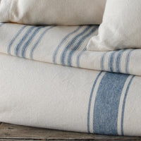 Colonial Blue Cream Grain Sack Stripe Pillow Cover PC165014 - The Fox Decor