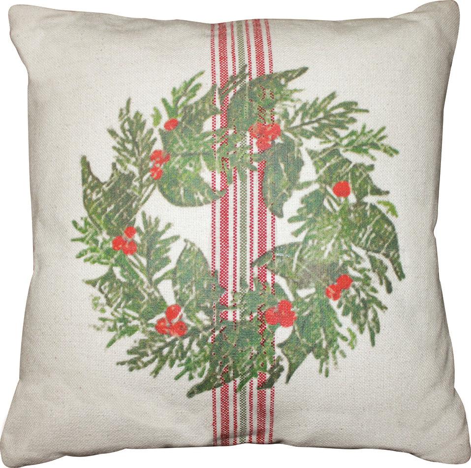 Holiday Grain Sack Cream, Red, Grn Pillow PL064020 - The Fox Decor