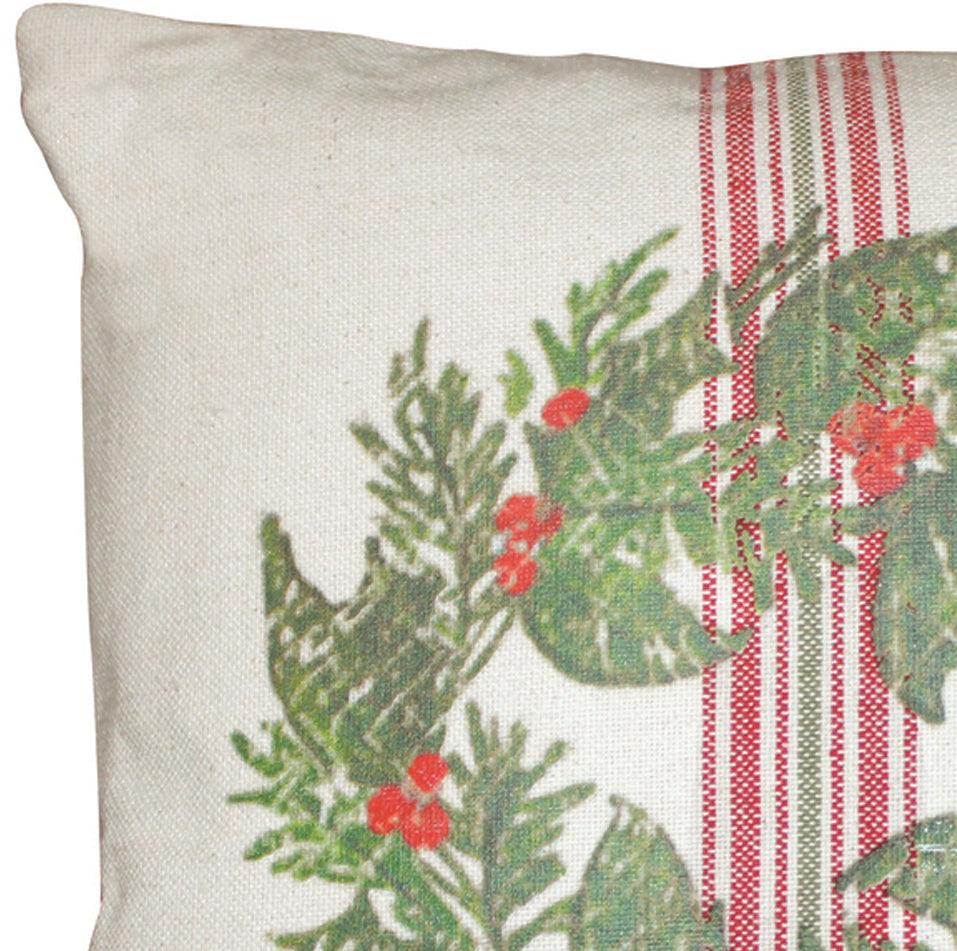 Holiday Grain Sack Cream, Red, Grn Pillow PL064020 - The Fox Decor