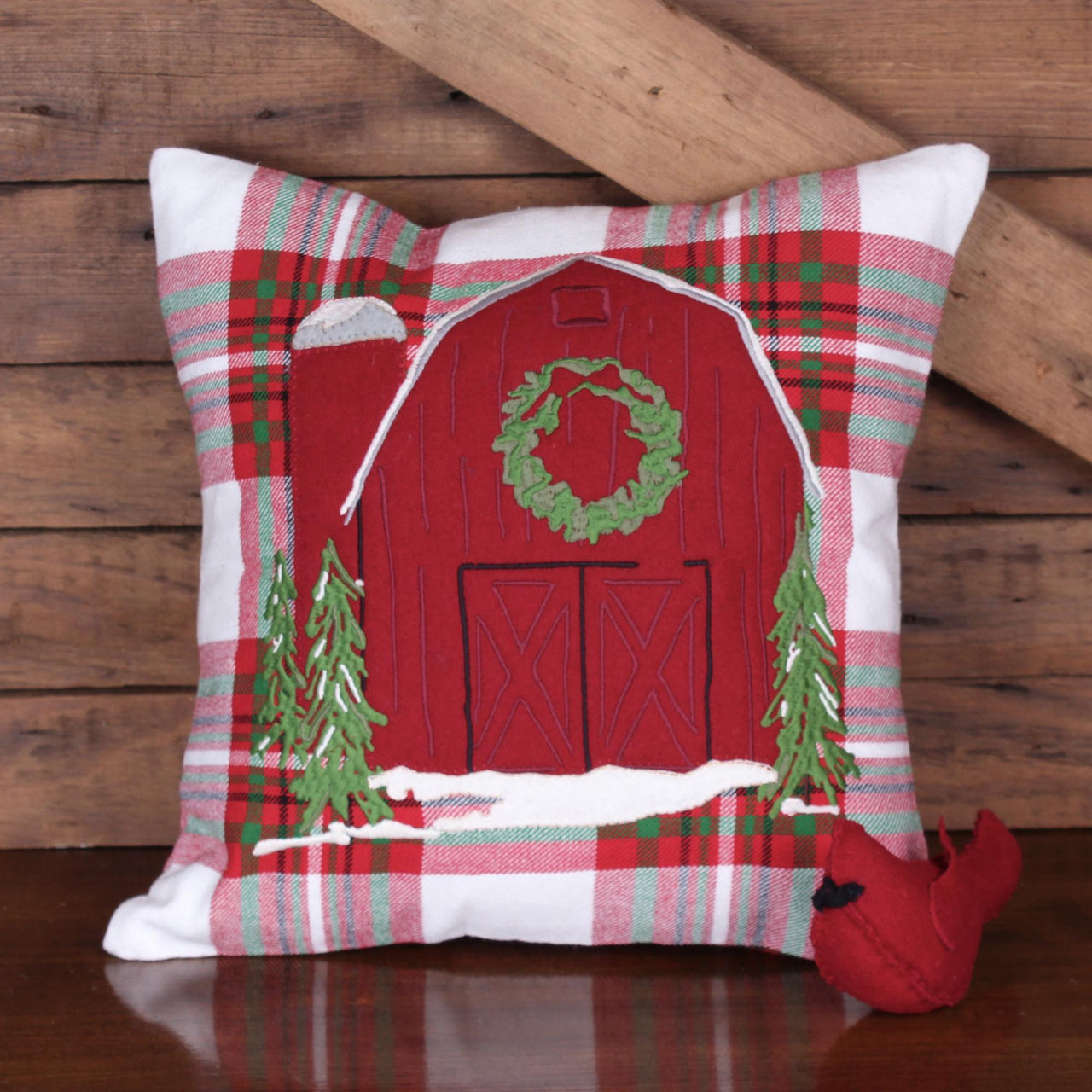 C Tree Farm Barn Pillow 14 Inx14 In PL784201 - The Fox Decor