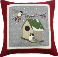 Chickadees Red Pillow PLGD2085 - The Fox Decor