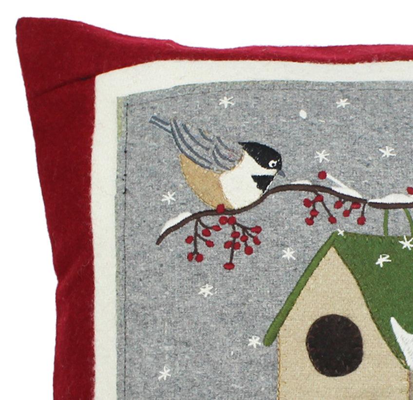 Chickadees Red Pillow PLGD2085 - The Fox Decor