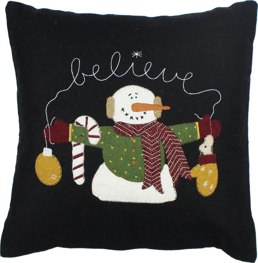 Snowman Believe Black Pillow PLGP0425 - The Fox Decor