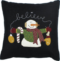 Snowman Believe Black Pillow PLGP0425 - The Fox Decor