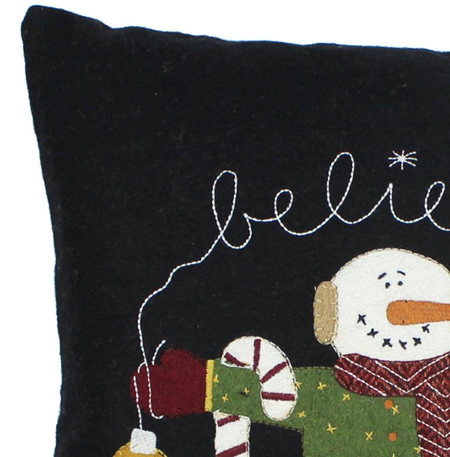 Snowman Believe Black Pillow PLGP0425 - The Fox Decor