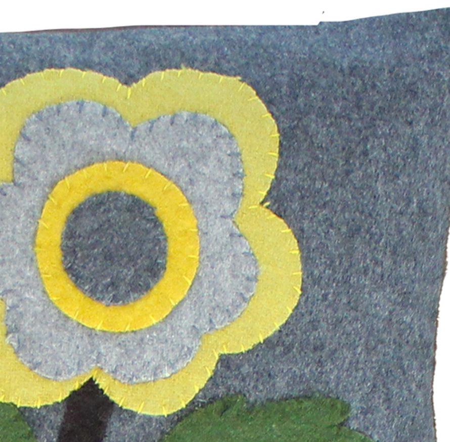 Yellow Flower Gray Pillow PLGP1013 - The Fox Decor