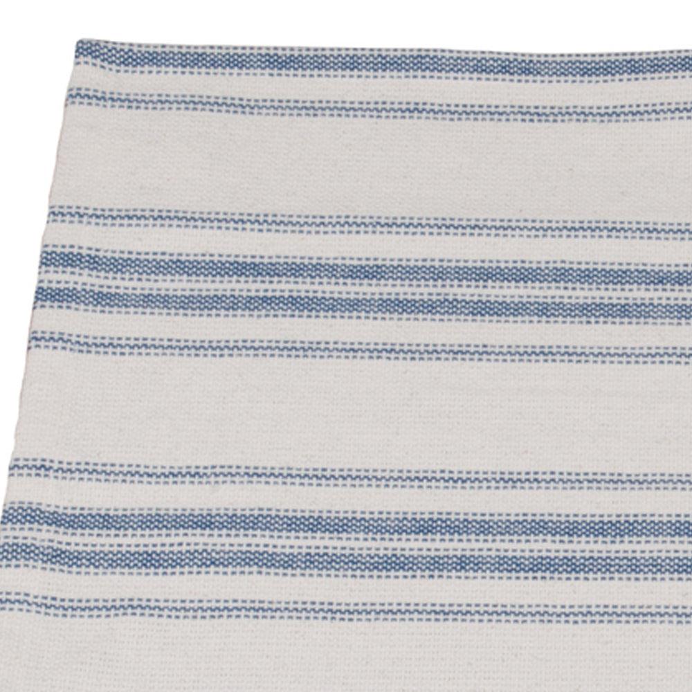 Colonial Blue Cream Grain Sack Stripe Placemat Set Of Six PM165014 - The Fox Decor