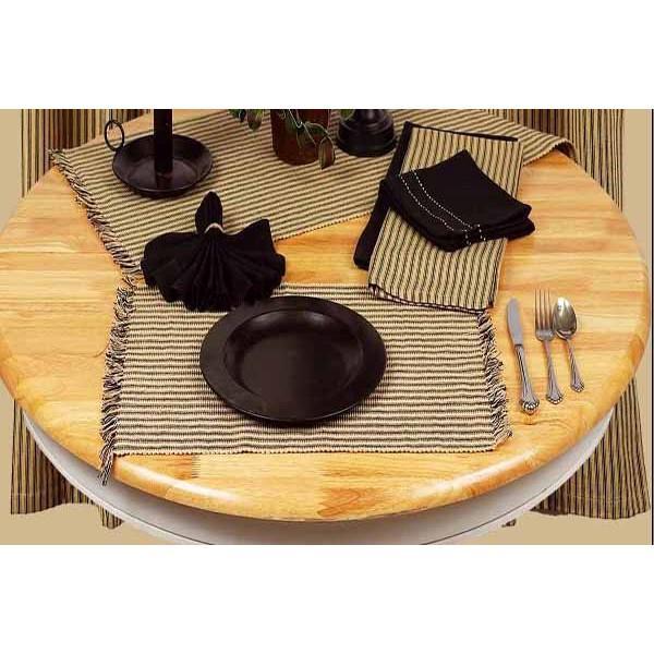 Black Nutmeg York Ticking Placemat Set Of Six PM880011 - The Fox Decor
