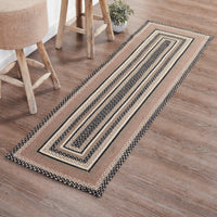 Sawyer Mill Charcoal Creme Jute Braided Rug/Runner Rect w/ Pad 2'x6.5' VHC Brands - The Fox Decor
