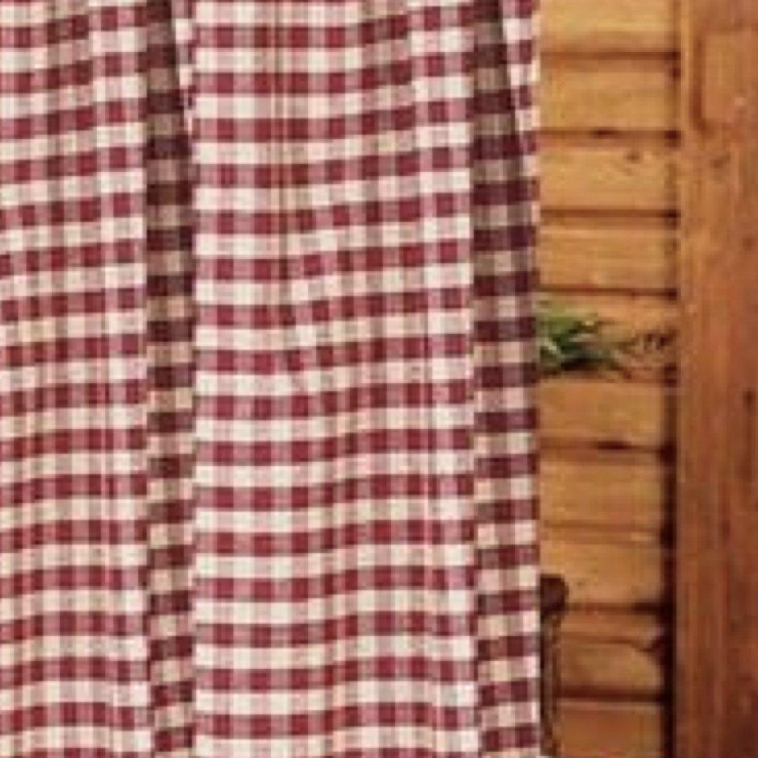 Barn Red Nutmeg Heritage House Check Barn Red Shower Curtain SC100017 - The Fox Decor