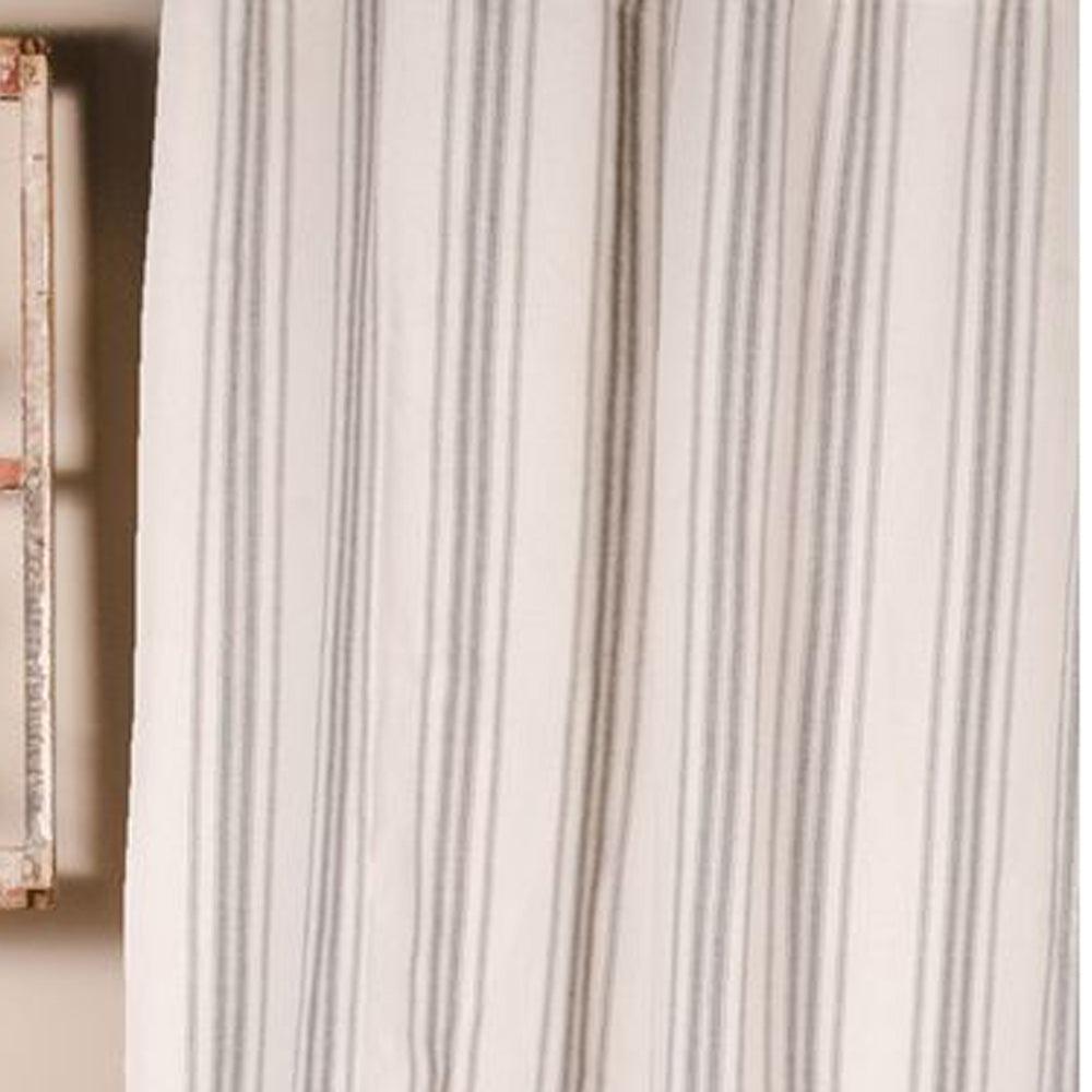 Grain Sack Stripe Pewter Cream Shower Curtain SC165065 - The Fox Decor