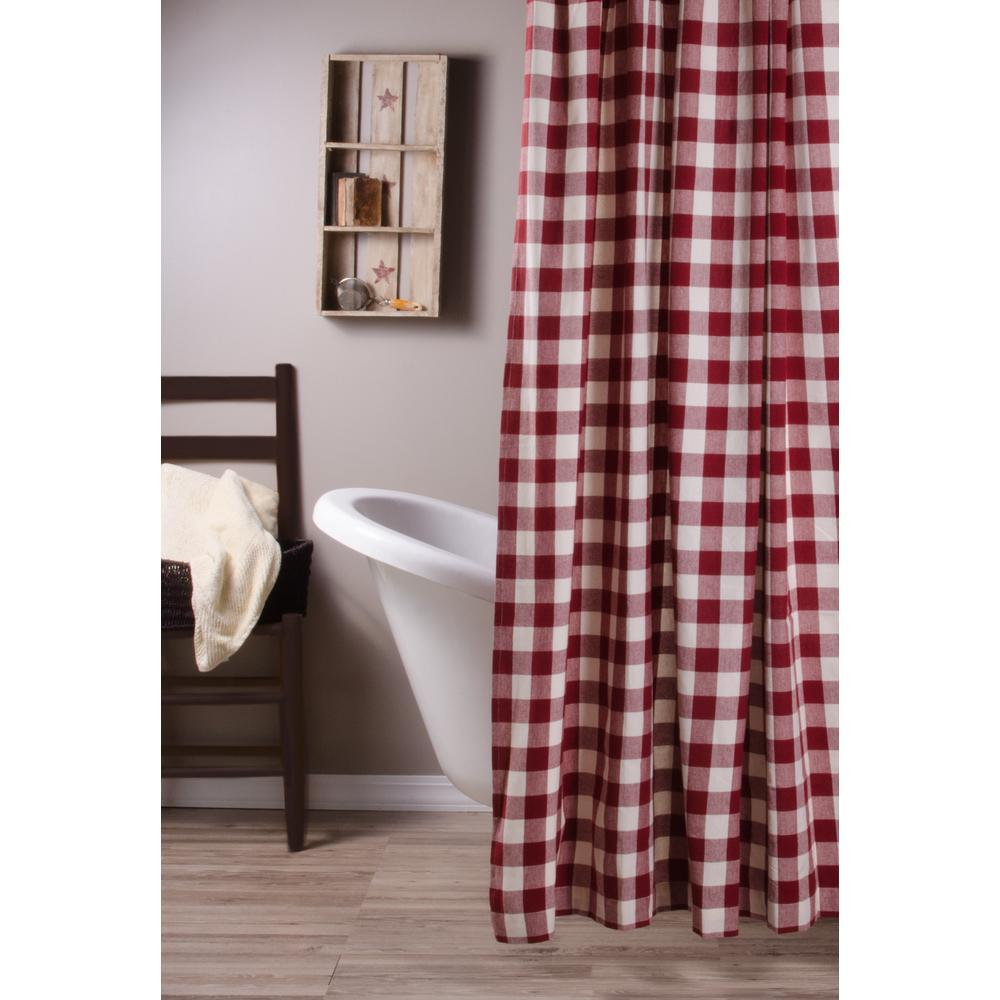 Barn Red Buttermilk Buffalo Check Shower Curtain SC510017 - The Fox Decor
