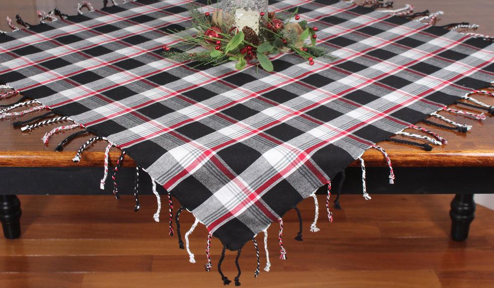 Winter Plaid Black, Red, Cream Table Square SQ044019 - The Fox Decor