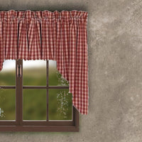 Barn Red Nutmeg Heritage House Check Barn Red Swag Lined SW100017 - The Fox Decor