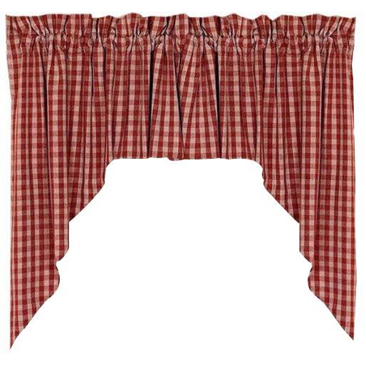 Barn Red Nutmeg Heritage House Check Barn Red Swag Lined SW100017 - The Fox Decor