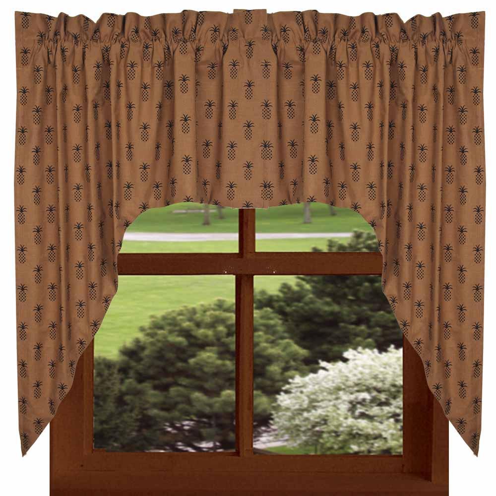 Mocha Black Pineapple Town Swag Lined SW101033 - The Fox Decor