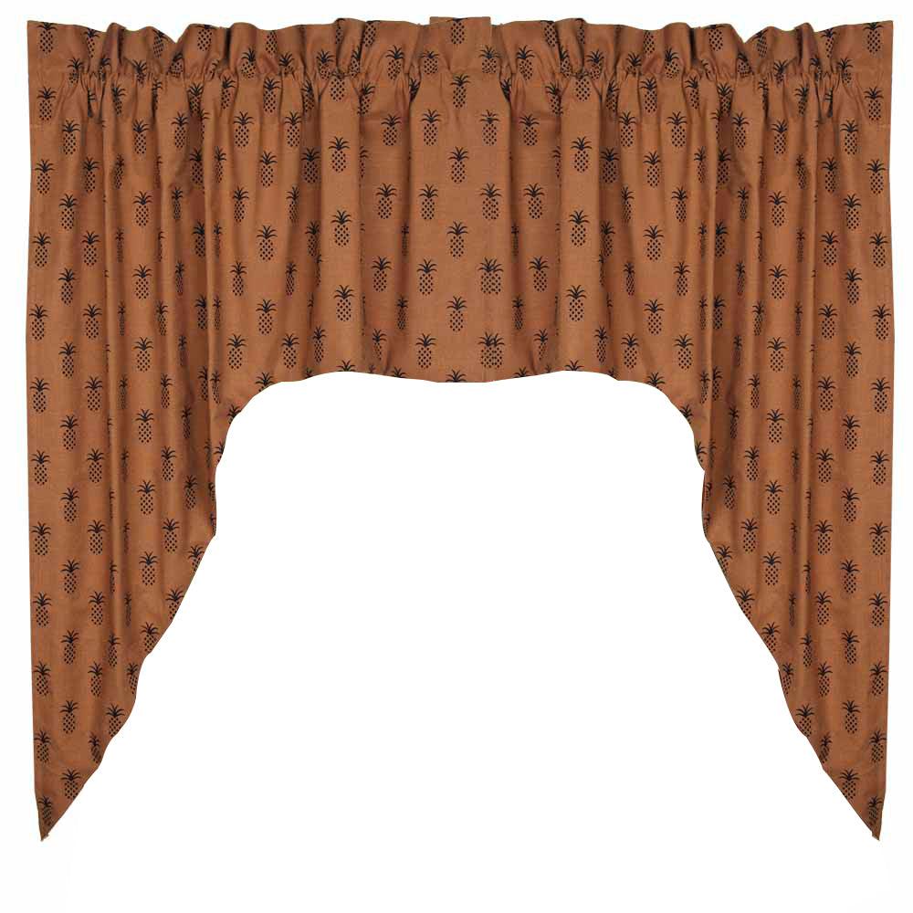 Mocha Black Pineapple Town Swag Lined SW101033 - The Fox Decor
