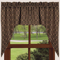 Black Tan Marshfield Jacquard Swag Lined SW106011 - The Fox Decor