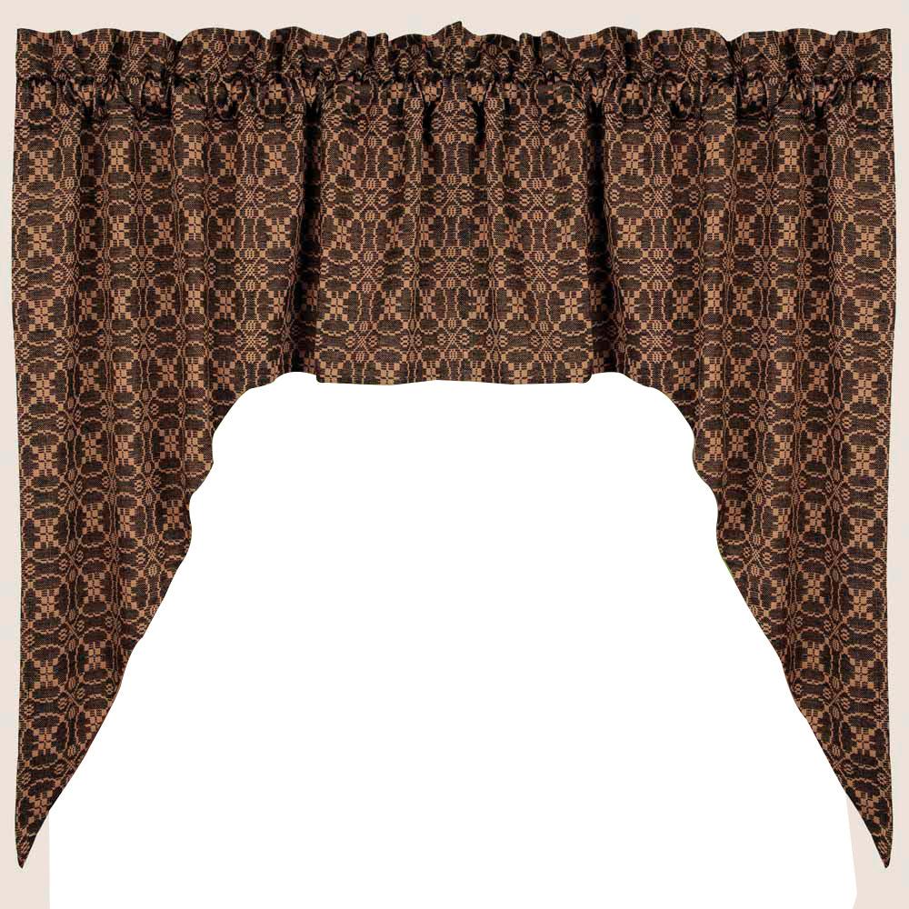 Black Tan Marshfield Jacquard Swag Lined SW106011 - The Fox Decor