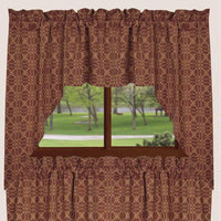 Barn Red Tan Marshfield Jacquard Swag Lined SW106017 - The Fox Decor