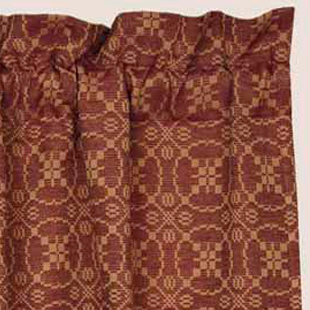 Barn Red Tan Marshfield Jacquard Swag Lined SW106017 - The Fox Decor