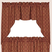 Barn Red Tan Marshfield Jacquard Swag Lined SW106017 - The Fox Decor