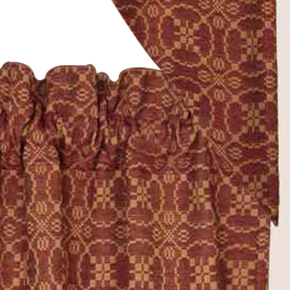 Barn Red Tan Marshfield Jacquard Swag Lined SW106017 - The Fox Decor