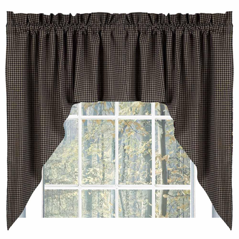Black Oat Newbury Gingham Swag Lined SW670011 - The Fox Decor