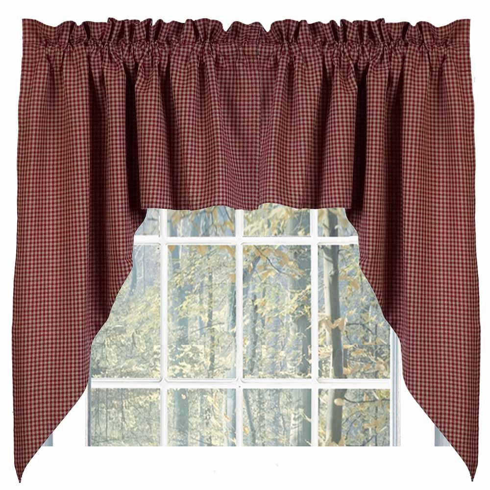 Barn Red Oat Newbury Gingham Swag Lined SW670017 - The Fox Decor
