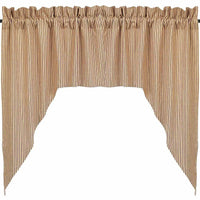 Barn Red Nutmeg York Ticking Swag Lined SW880017 - The Fox Decor