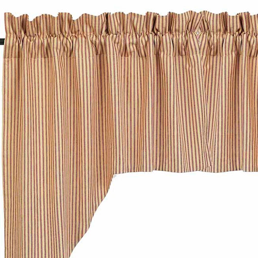 Barn Red Nutmeg York Ticking Swag Lined SW880017 - The Fox Decor