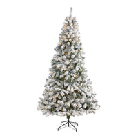 Thumbnail for 8' Flocked West Virginia Fir Artificial Christmas Tree with 500 Clear LED Lights - The Fox Decor