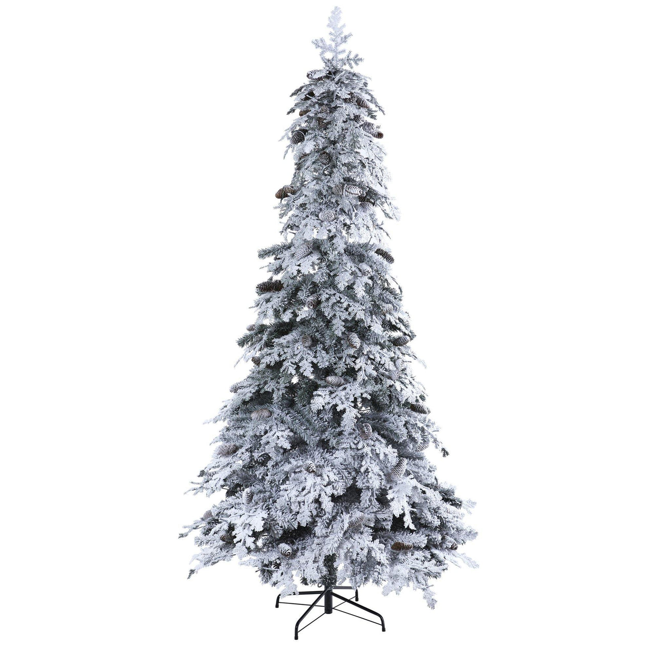 8’ Flocked Montana Down Swept Spruce Artificial Christmas Tree with Pinecones and 500 LED Lights