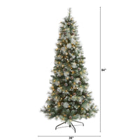 Thumbnail for 7’ Frosted Tip British Columbia Mountain Pine Artificial Christmas Tree with 400 Clear Lights, Pine Cones and 882 Bendable Branches - The Fox Decor