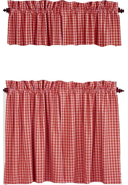 Barn Red Nutmeg Heritage House Check Barn Red 24" Tiers Lined T2100017 - The Fox Decor