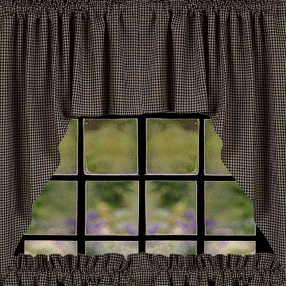 Black Oat Newbury Gingham 36" Tiers Lined T3670011 - The Fox Decor