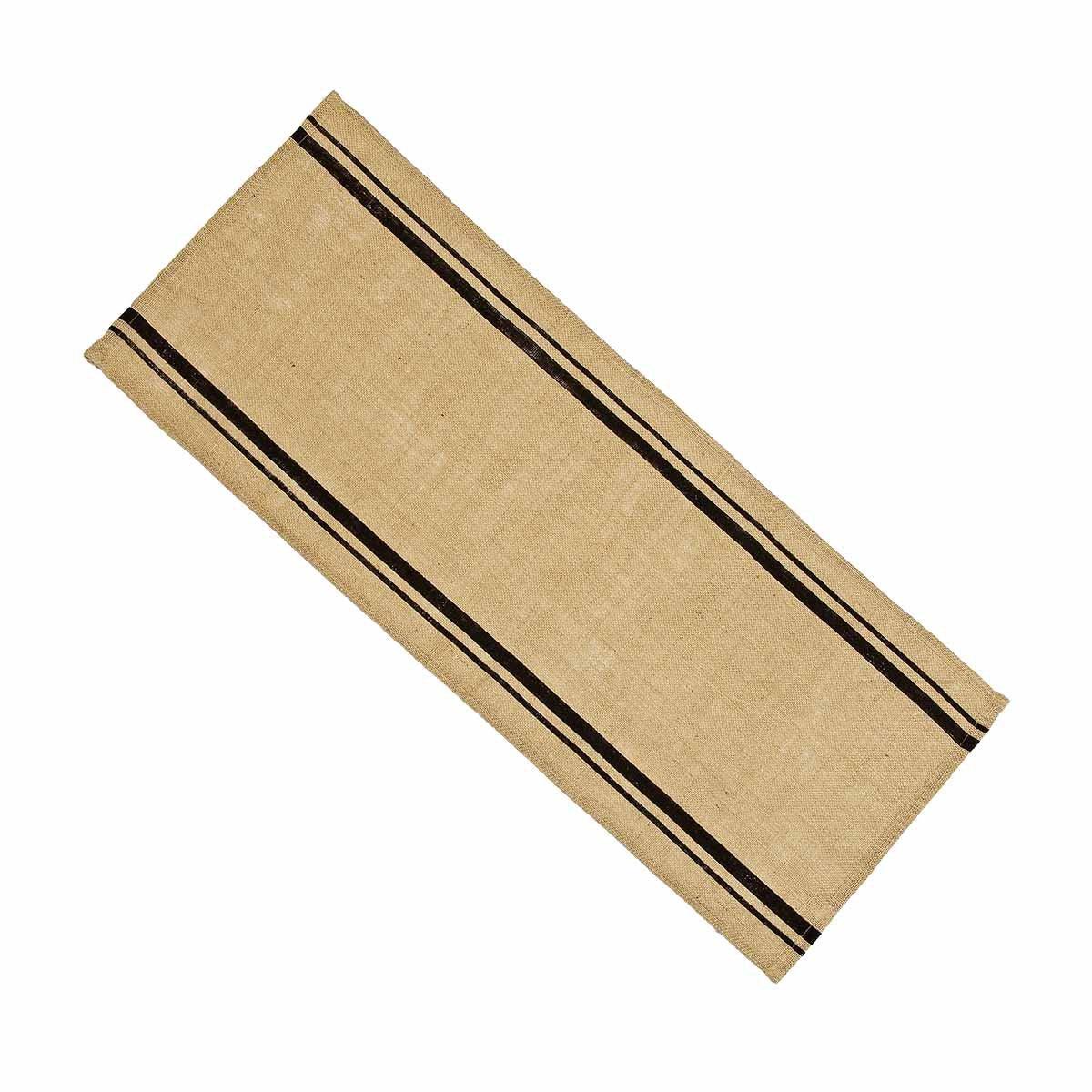 Black Wheat Burlap Stripe Table Runner TR190011 - The Fox Decor