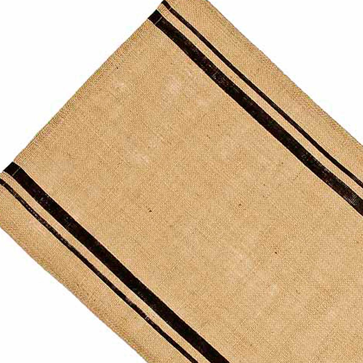 Black Wheat Burlap Stripe Table Runner TR190011 - The Fox Decor