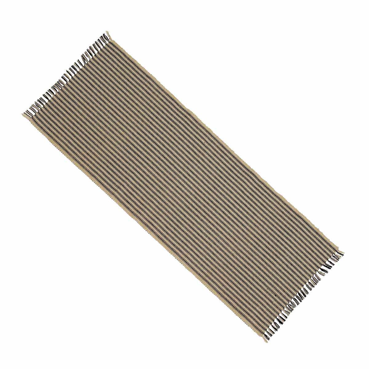 Black Nutmeg York Ticking Table Runner TR880011 - The Fox Decor