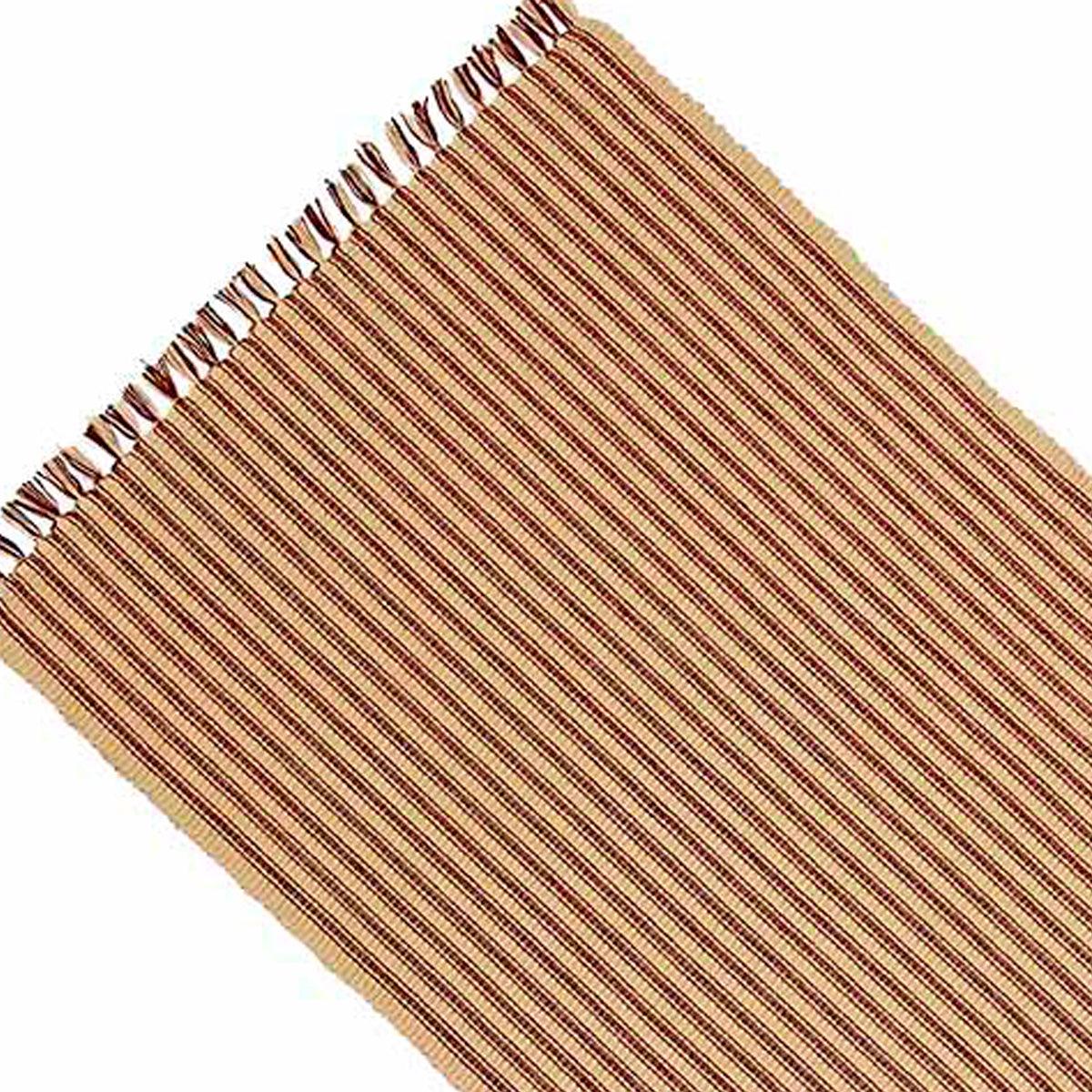 Barn Red Nutmeg York Ticking Table Runner TR880017 - The Fox Decor