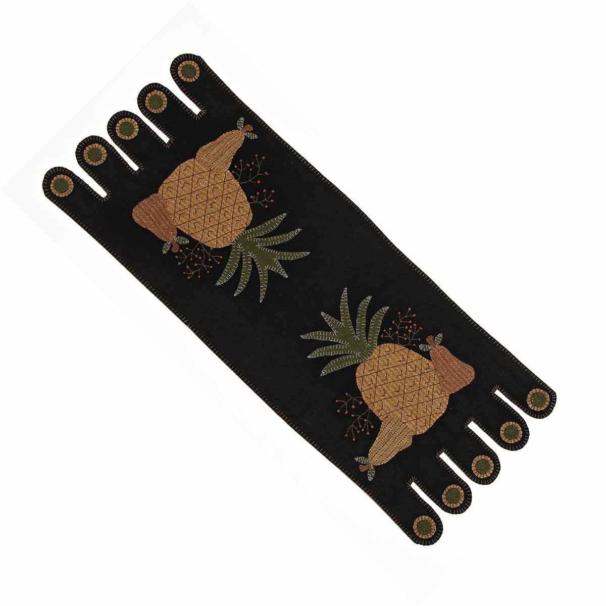 Black Folk Art Pineapple Table Runner TRAR0058 - The Fox Decor