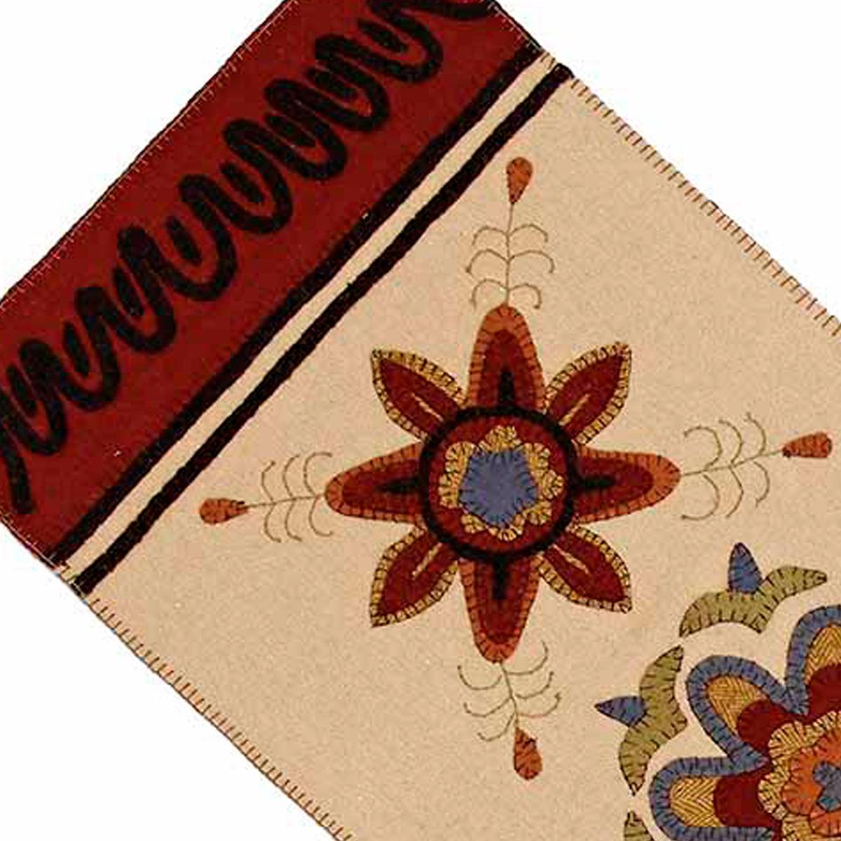 Cream 3 Flowers Table Runner TRWT0061 - The Fox Decor