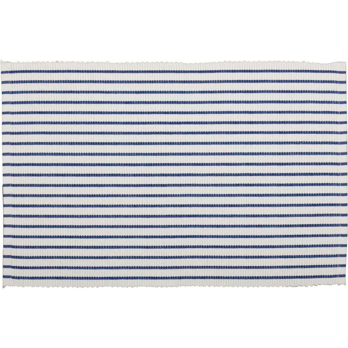 Audrey Blue Ribbed Placemat Set of 6 VHC Brands - The Fox Decor