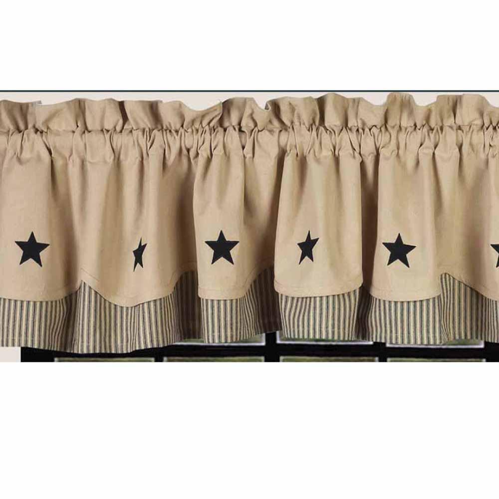Nutmeg Black Nutmeg W/ Black Star Fairfield Valance Lined VF030011 - The Fox Decor