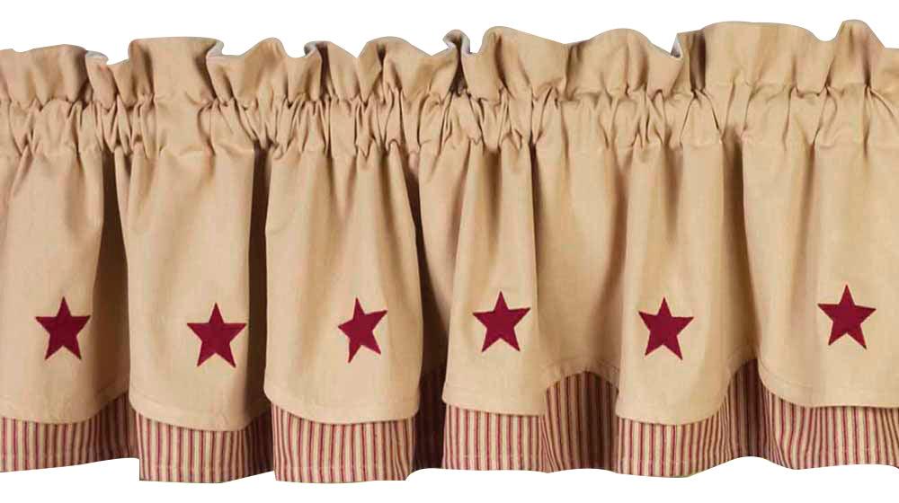 Nutmeg Barn Red Nutmeg W/ Barn Red Star Fairfield Valance Lined VF030017 - The Fox Decor