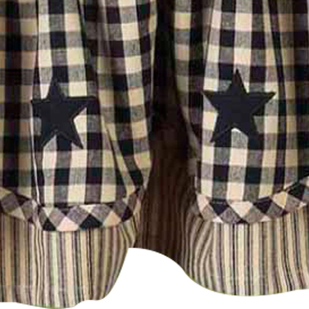 Black Nutmeg Heritage House Check W/ Black Star Fairfield Valance Lined VF040011 - The Fox Decor