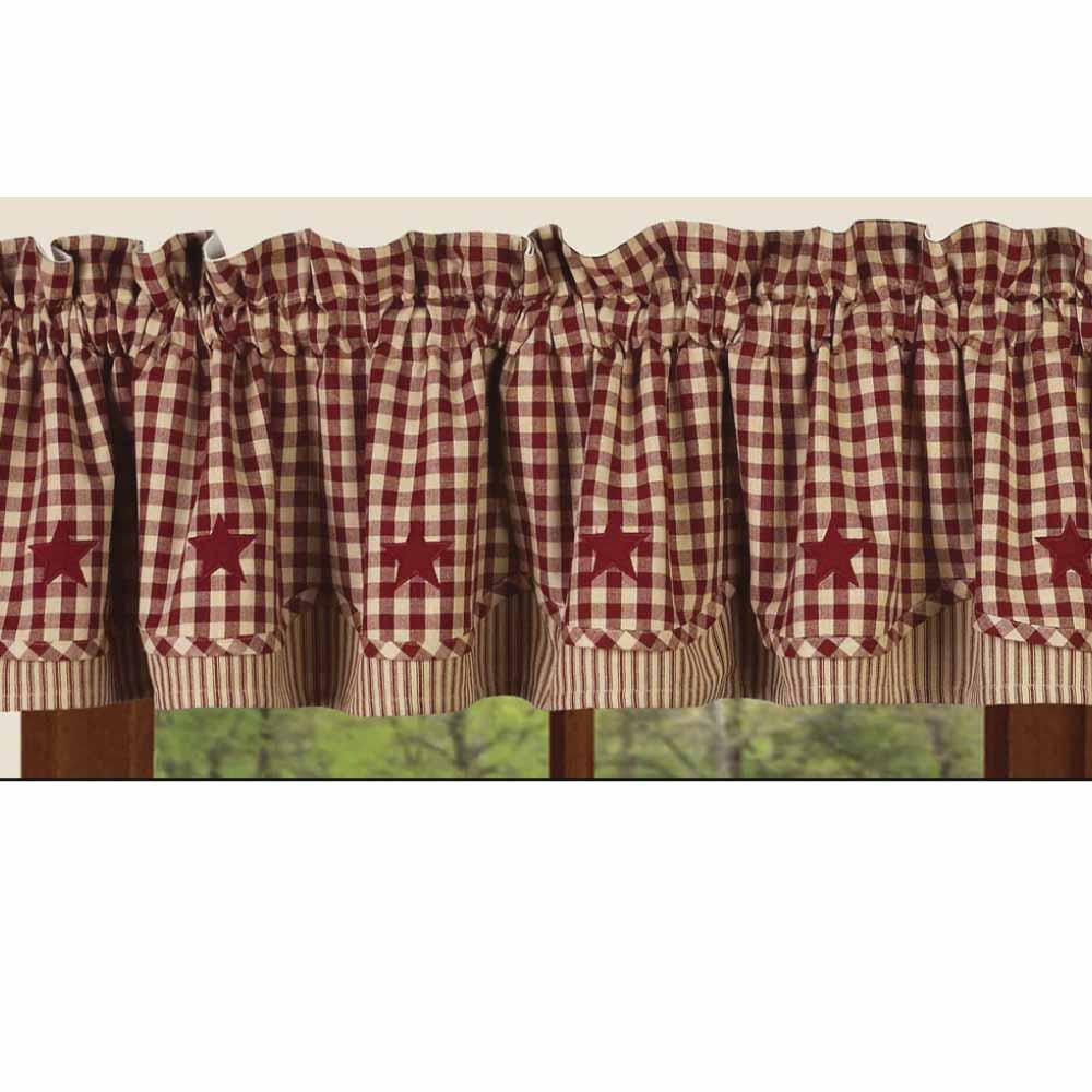 Barn Red Nutmeg Heritage House Check W/ Barn Red Fairfield Valance Lined VF040017 - The Fox Decor