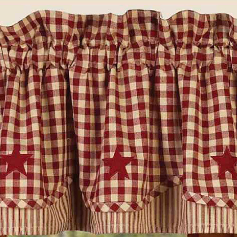 Barn Red Nutmeg Heritage House Check W/ Barn Red Fairfield Valance Lined VF040017 - The Fox Decor