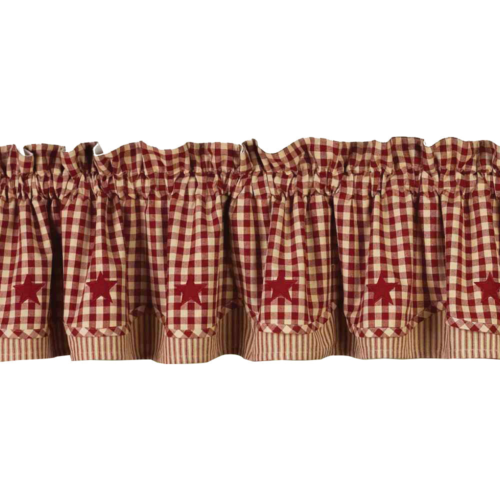 Barn Red Nutmeg Heritage House Check W/ Barn Red Fairfield Valance Lined VF040017 - The Fox Decor